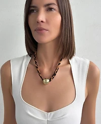 Adornia Gold Ball on Leopard Print Adjustable Necklace