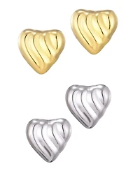 Adornia 2-Piece Statement Heart Stud Earrings Set
