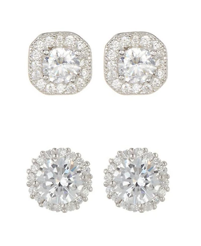 Adornia Silver 2-Piece Halo Stud Earrings Set