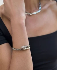 Adornia Silver 2-Piece Snake and Cuff Bolo Bracelet Set