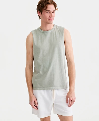 Sun + Stone Men's Cotton Washed Solid-Color Muscle Tank Top, Macy's Exclusive