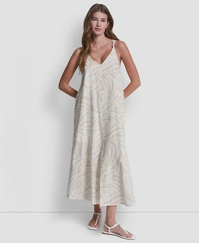 Dkny Jeans Women's Knotted Strap V-Neck A-Line Dress