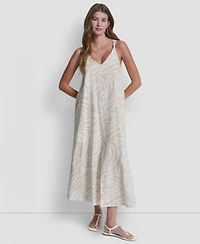 Dkny Jeans Women's Knotted Strap V-Neck A-Line Dress