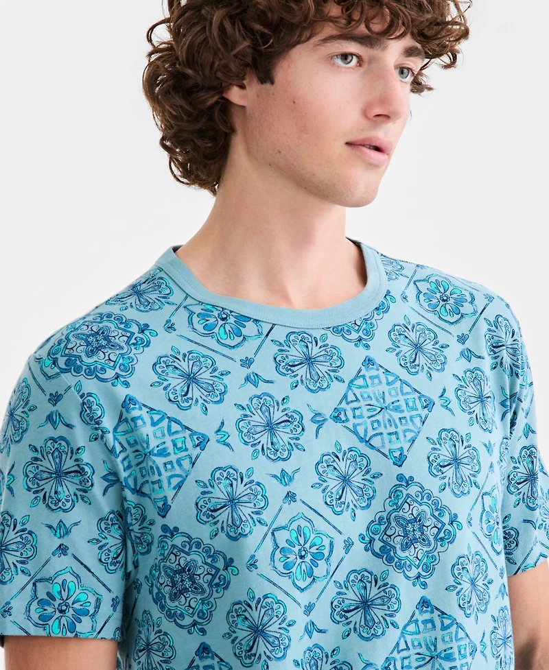 Sun + Stone Men's Ink Medallion Tiles T-Shirt, Macy's Exclusive