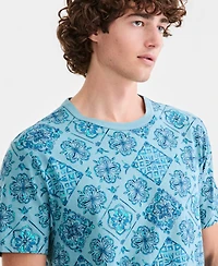 Sun + Stone Men's Ink Medallion Tiles T-Shirt, Macy's Exclusive