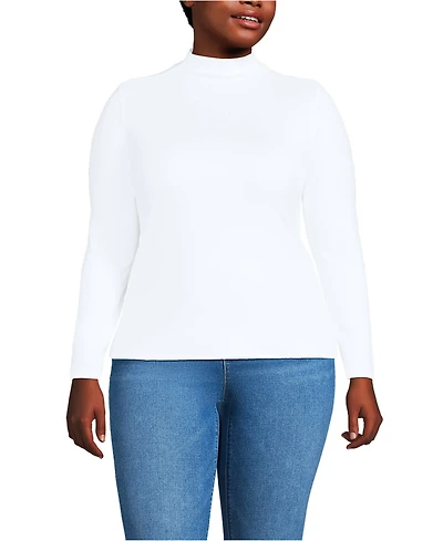 Lands' End Plus Drapey Rib Skimming Long Sleeve Mock Neck