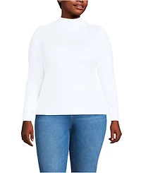 Lands' End Plus Drapey Rib Skimming Long Sleeve Mock Neck