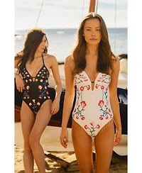 Jessie Zhao New York Women's Noir Bloom Reversible One Piece Swimsuit