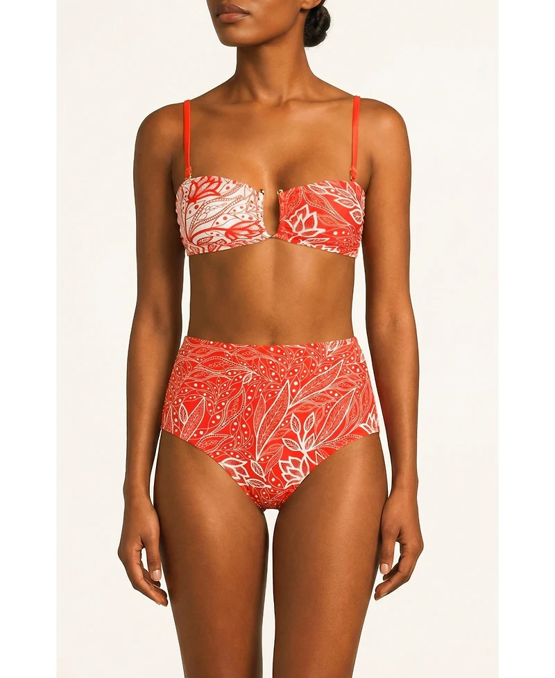 Jessie Zhao New York Women's Scarlet Bloom Reversible Square Bandeau Top