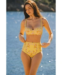 Jessie Zhao New York Women's Yellow Bloom Underwire Bikini Top