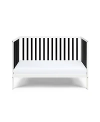 Jujabu White Black Convertible Wood Crib 3 Adjustable Mattress Heights Toddler Bed