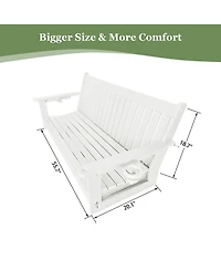 Mega Casa 3-Seater Hdpe Porch Swing 5 Ft Bench Swing with Foldable Cup Holders