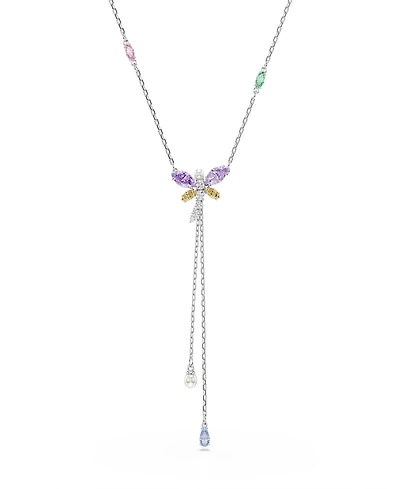 Ariana Grande x Swarovski Y Necklace, Mixed Cuts, Dragonfly, Multicolored, Rhodium Plated