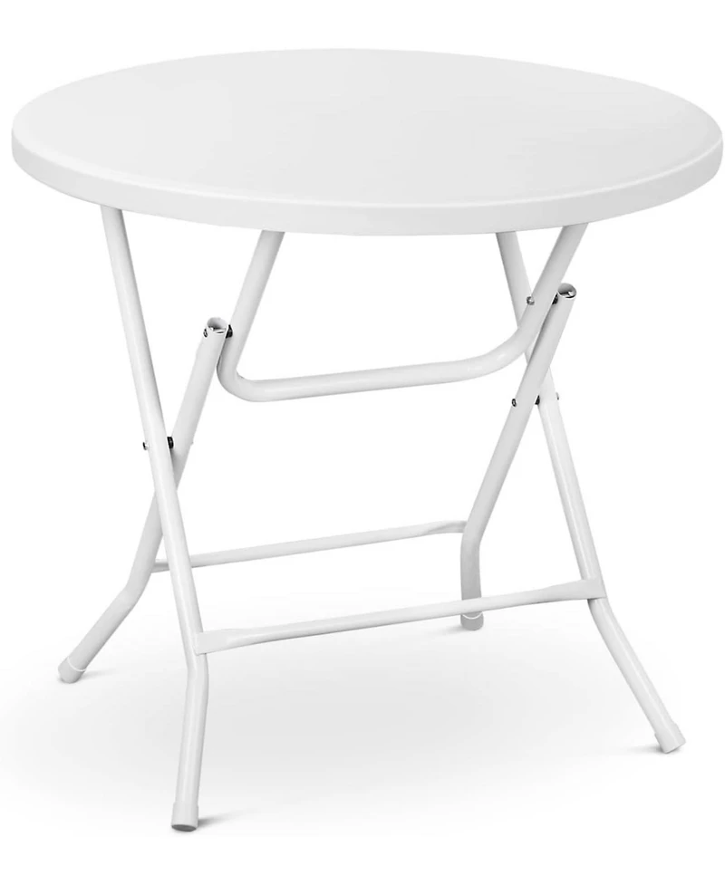 gaomon 23.6'' Cocktail Table White High Top Folding, Round Portable Bar Height Folding Table with Removable Legs Indoor Outdoor Banquet for Party