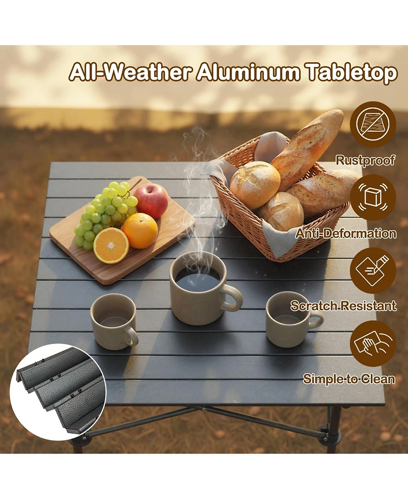 Sugift Folding Roll Up Camping Table with Sturdy Metal Legs