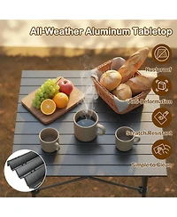 Sugift Folding Roll Up Camping Table with Sturdy Metal Legs