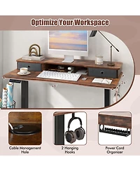 Sugift Height Adjustable Electric Standing Desk with Two Drawers