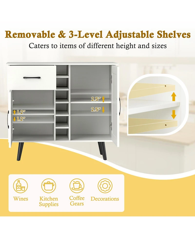 Sugift Modern Wine Bar Buffet Cabinet with Built In Wine Rack
