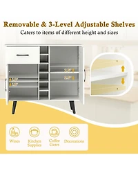 Sugift Modern Wine Bar Buffet Cabinet with Built In Wine Rack