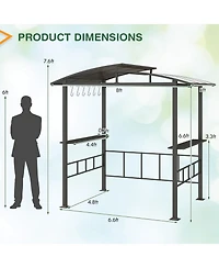 Sugift Hardtop Grill Gazebo with Vented Polycarbonate Roof and Shelves