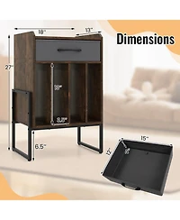 Sugift Record Player Stand with Drawer and Record Holder-Rustic