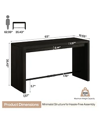 Tribesigns Bar Table, 63-Inch Modern Counter Height Pub Table with Metal Footrest, Rectangular High Bar Dining Table