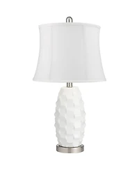 360 Lighting Modern Coastal Table Lamps 24 1/2" High Set of 2 Ceramic Led White Softback Drum Shade for Bedroom Living Room House Nightstand