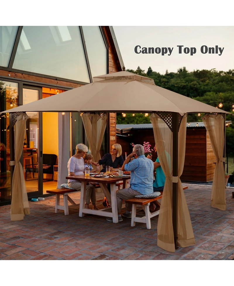 Sugift 10 x 12 ft Gazebo Replacement Canopy Top with Vent and Drainage
