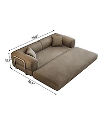 Rainsken 78.8" Corduroy Convertible Sofa Bed, 2-Seater Loveseat Sleeper with Pillow Back, Boneless Modular Sectional for Living Room