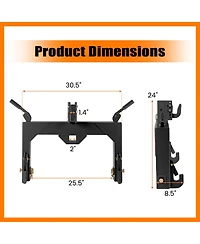 Sugift Three Point Quick Hitch with Adjustable Bolts for Tractors