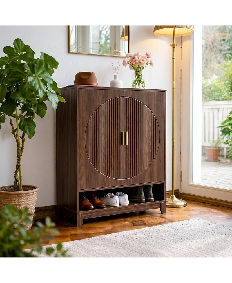 Tribesigns 6-Tier Wooden Shoe Cabinet with Doors, Freestanding Shoe Storage Organizer with Adjustable Shelves, Holds Up to 24 Pairs