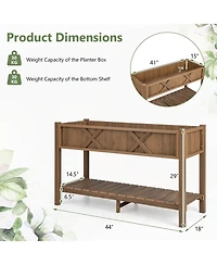 Sugift Poly Wood Elevated Planter Box with Legs Shelf and Drainage