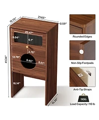 Tribesigns Hidden Cat Litter Box Enclosure with Storage, Frosted Door Cat House Furniture Cabinet