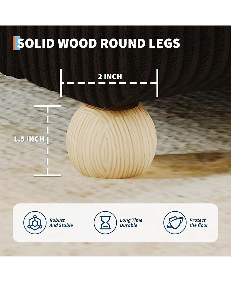 gaomon Cloud Bed Frame, Corduroy Upholstered Low Platform with Wood Legs