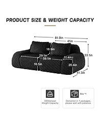 Rainsken Contemporary 82" Modular Sofa, Flannelette Upholstered 2-Seater Couch with Deep Seat and Anti-Slip Design for Living Room