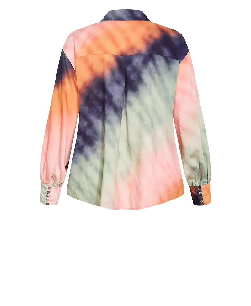 City Chic Women's Sunset Ombre Print Shirt