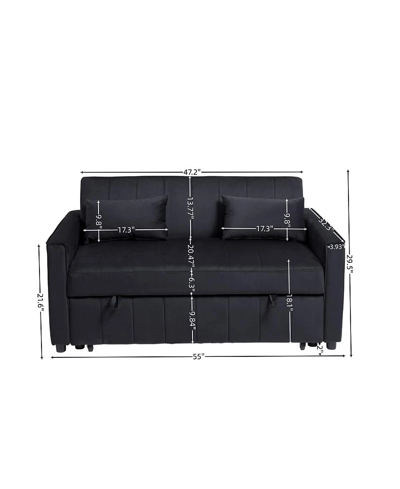Maison Boucle Convertible Sleeper Sofa Bed with Pull-Out Bed, Adjustable Backrest & Pillows, Small Space Velvet Loveseat Couch-Maison Boucle
