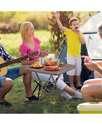 Sugift Folding Rattan Grain Hdpe Top Metal Frame Picnic Table