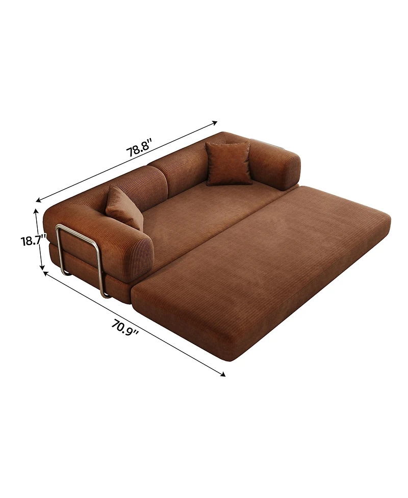 Rainsken 78.8-Inch Corduroy 2-Piece Convertible Modular Sofa Bed