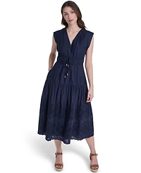 Eliza J Petite V-Neck Sleeveless Midi Dress