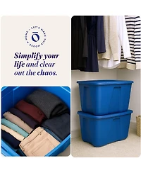 Homz 32 Gallon Standard Plastic Storage Container with Secure Lid, 2 Pack