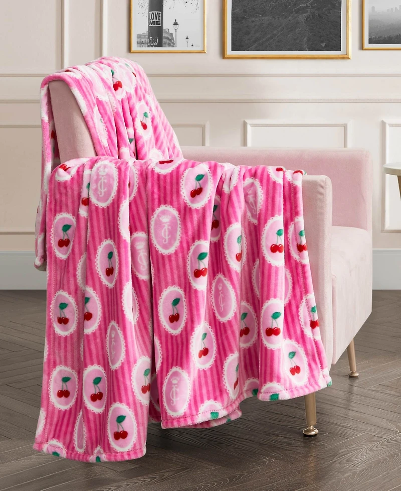 Juicy Couture Lightweight Ultra-Soft Plush Throw, 60" x 90"