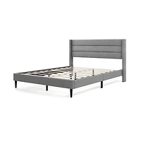 Gouun Linen Upholstered Platform Queen Bed Frame with Wingback Headboard