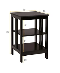 Gouun 16 in 3-Tier Nightstand Side Table with Baffles and Round Corners