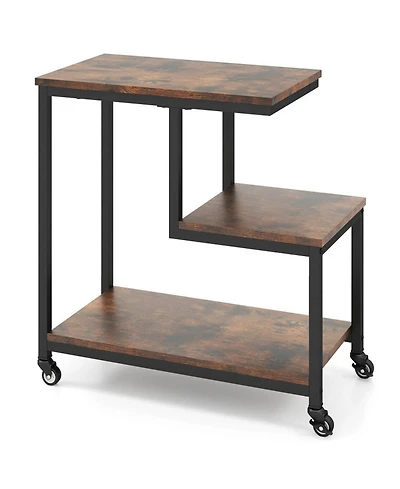 Gouun G-Shaped 3-Tier Mobile End Table with Locking Casters, 23 x 12 in