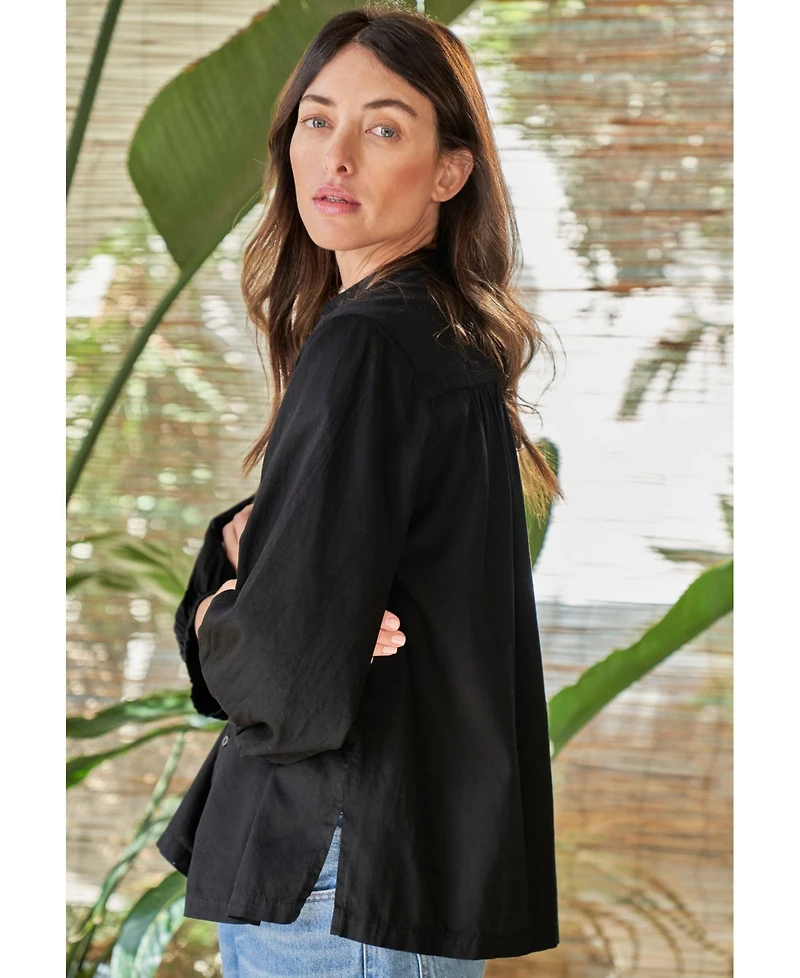 Ocean+Main Women's Cotton Poplin Peasant Top