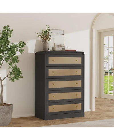 gaomon 31''Tall Rattan Dresser,6 Drawer Dresser for Bedroom,Dressers and Chests of Drawers