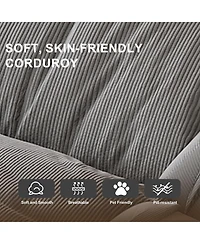 Rainsken Foldable Lazy Sofa Bed, Corduroy Upholstered Lounge Chair with 5 Adjustable Position for Living Room, Reading Room, Bedroom