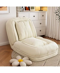 Rainsken Corduroy Upholstered Folding Lazy Sleeper Sofa, 5-Level Adjustable Reclining Lounge Chair, Soft Accent Chair for Bedroom, Living Room