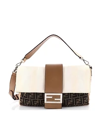 Pre-Owned Fendi Large Baguette Zucca and Pequin Canvas with Zucca Suede